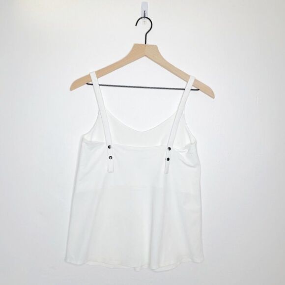 A Day Snap To It Tank Top White Silky V Neck Snap Straps Size XS - Picture 5 of 8